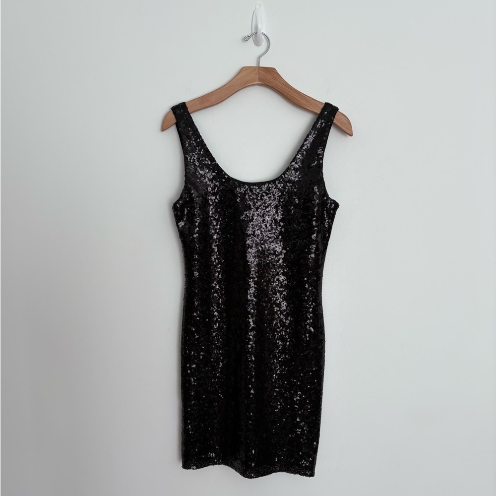 Rue21 Womens Dress Black Medium Sequin Metallic Statement Piece Midi - Picture 6 of 13